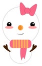 Clipart of the cute little girl snowman, vector or color illustration