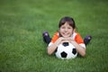 Little Girl With Soccer Ball Royalty Free Stock Photo