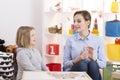 Little girl during speech therapy Royalty Free Stock Photo