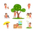 Little girl is spending time in the countryside. The concept of summer fun. Royalty Free Stock Photo