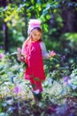 Little girl in sping forest