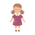 Little Girl in Spoiled Dress Standing and Crying Out Loud Feeling Sad Vector Illustration