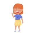 Little Girl Standing and Coughing Vector Illustration