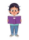 little girl standing reading