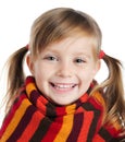 Little girl in striped scarf