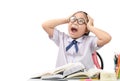 Little girl student stressed by the study Royalty Free Stock Photo