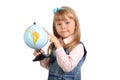 The little girl studies the globe Royalty Free Stock Photo