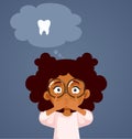 Little Girl Suffering a Tooth Ache Vector Cartoon Illustration Royalty Free Stock Photo