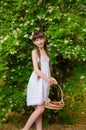 Little girl with summer cherries Royalty Free Stock Photo