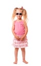 A little girl with sunglasses isolated on white Royalty Free Stock Photo