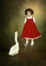 Little girl and the swan Royalty Free Stock Photo