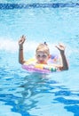 Little girl swiming in the pool Royalty Free Stock Photo