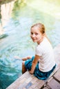 Little girl in swimming pool Royalty Free Stock Photo