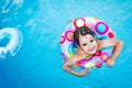 Little girl in swimming pool with float ring