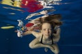 Little girl swimming underwater Royalty Free Stock Photo