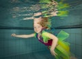 Little girl swimming underwater Royalty Free Stock Photo