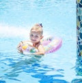 Little girl swiming in the pool Royalty Free Stock Photo