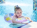 Little girl swiming in the pool Royalty Free Stock Photo