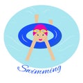 Swimming child vector illustration. Swimming for children.