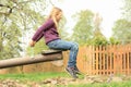 Little girl on a swing