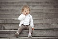 Little girl talking on mobile phone Royalty Free Stock Photo