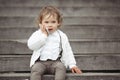 Little girl talking on mobile phone Royalty Free Stock Photo