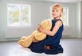 Little girl with teddy bear Royalty Free Stock Photo