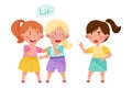 Little Girl Telling Lie to Her Agemate Vector Illustration