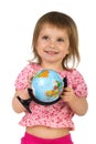 Little girl with terrestrial globe Royalty Free Stock Photo
