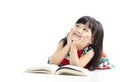 girl thinking or dreaming during preparing homework Royalty Free Stock Photo