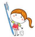 Little girl and toothbrush