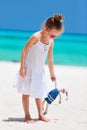 Little girl with toy at beach Royalty Free Stock Photo