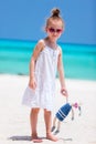 Little girl with toy at beach Royalty Free Stock Photo