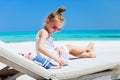 Little girl with toy at beach Royalty Free Stock Photo