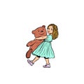Little girl and toy bear Royalty Free Stock Photo