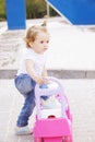 Little girl with toy car Royalty Free Stock Photo