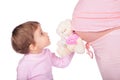 Little girl with toy and pregnant Royalty Free Stock Photo