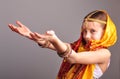 Little girl in traditional Indian clothing and jeweleries