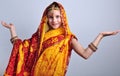 Little girl in traditional Indian clothing and jeweleries