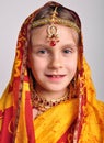 Little girl in traditional Indian sari and jeweleries