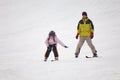 Little girl training alpine skiing Royalty Free Stock Photo