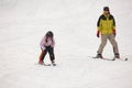 Little girl training alpine skiing Royalty Free Stock Photo