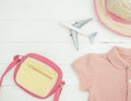 Little girl travel accessories clothing Royalty Free Stock Photo