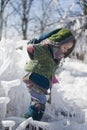 Little girl traveler in fabulous clothes Royalty Free Stock Photo