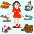 Little girl trying on big shoes, Royalty Free Stock Photo