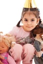 The little girl with a two dolls Royalty Free Stock Photo