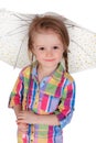 The little girl with an umbrella. Isolated on a Royalty Free Stock Photo