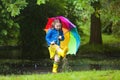 Little girl with umbrella in the rain Royalty Free Stock Photo