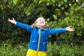 Little girl with umbrella in the rain Royalty Free Stock Photo