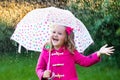 Little girl with umbrella in the rain Royalty Free Stock Photo